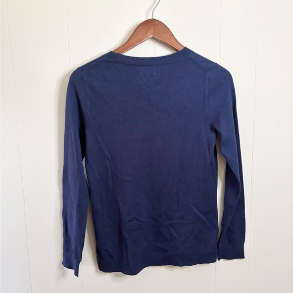 J Crew allover hearts teddie sweater cotton navy pink size XS new - Picture 6 of 6